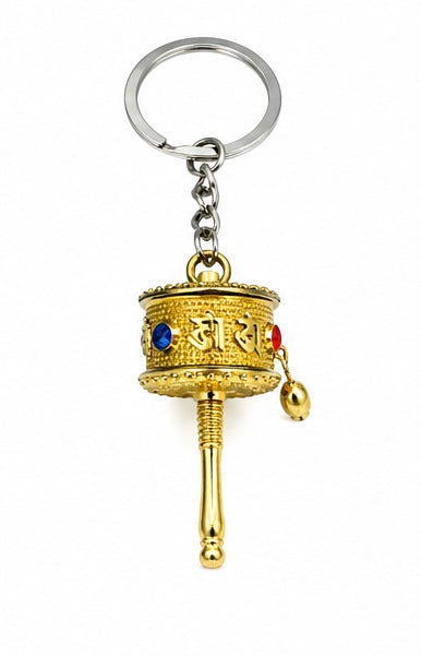 Mini Tibetan Prayer Wheel Keychain – Handcrafted Himalayan Buddhist Spiritual Key Ring