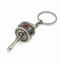 Mini Tibetan Prayer Wheel Keychain – Silver Buddhist Spiritual Key Ring with Mantra