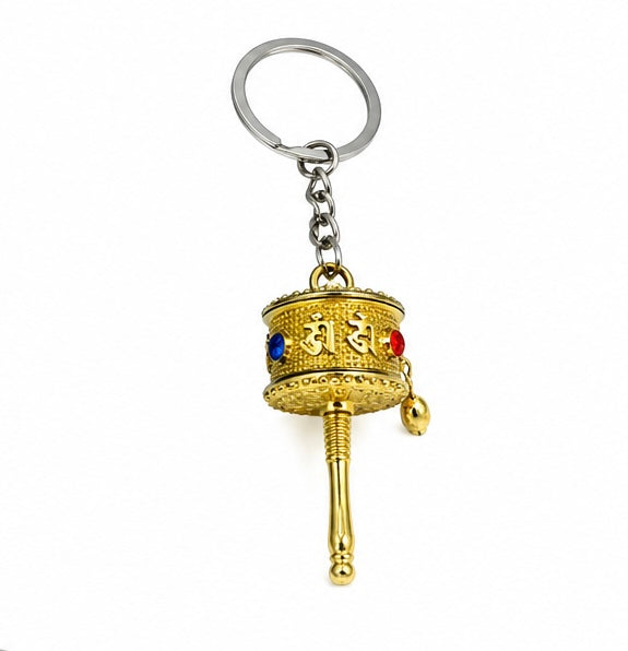 Mini Tibetan Prayer Wheel Keychain – Handcrafted Himalayan Buddhist Spiritual Key Ring