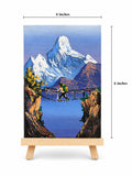 Himalayan Suspension Bridge Canvas Painting – Trekking Adventure Art (4 x 6 Inches)