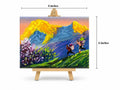 Himalayan Village Life Canvas Painting – Mountain Landscape with Porters (4 x 6 Inches)