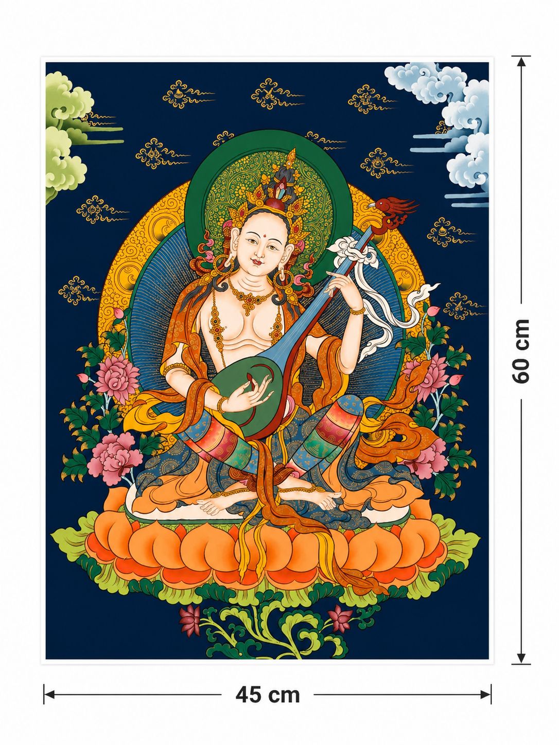 Saraswati Thangka (Goddess of Wisdom & Arts)