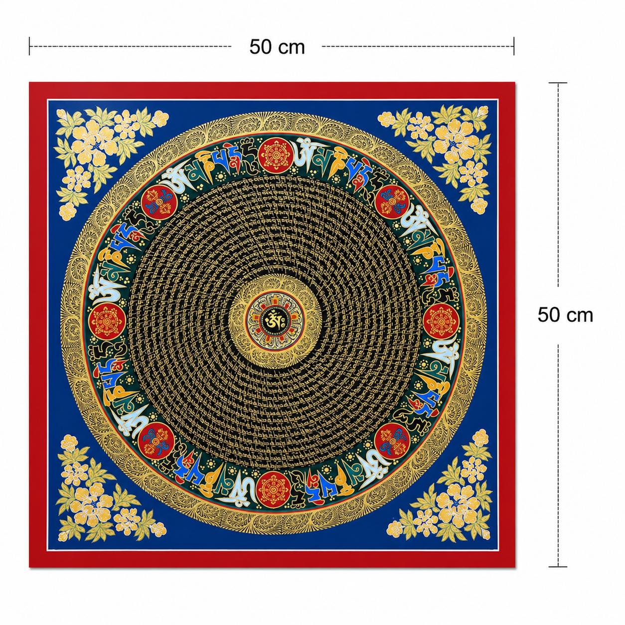 Handcrafted Tibetan Mandala Thangka Painting – Sacred Buddhist Wall Art 50x50 cm